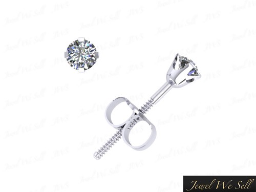 Genuine 0.15Carat Round Cut Diamond Stud Earrings 14k Gold 4Prong H SI ScrewBack - Picture 2 of 3
