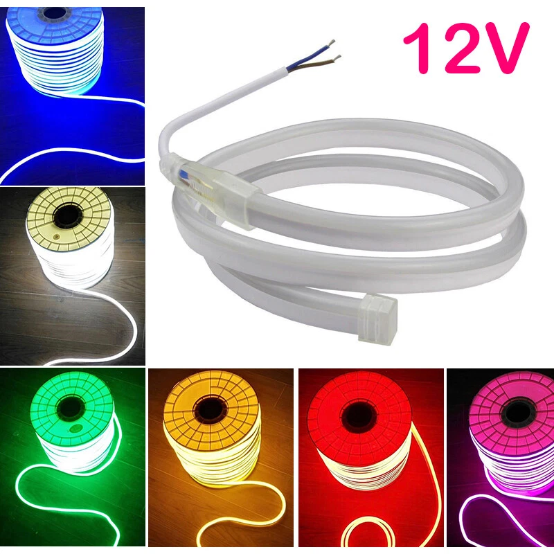 DC12V SMD 2835 LED Neon Rope Light Strip Waterproof Boat Car Holiday Decor 6.5ft