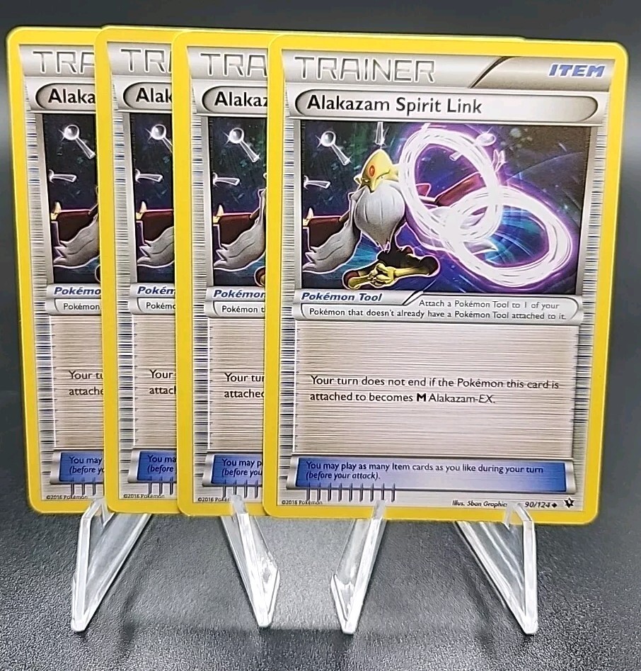 X4 Alakazam Spirit Link 90/124 XY Fates Collide Pokemon Card Trainer Playset