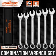 6PC Extra Long Large Wrench Set Ring Open Ended Combo Spanner with Rolling Pouch