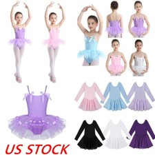 Kids Girls Ballerina Dance Tutu Leotard Dress Performance Dancewear Bodysuit