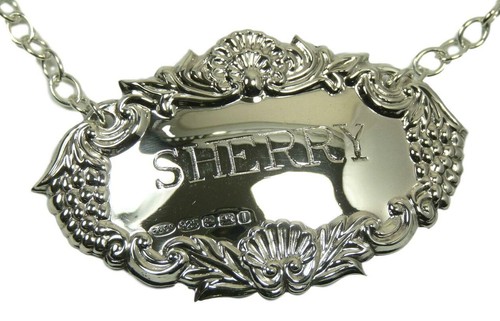 BROADWAY & Co - Sterling Silver - Grape & Shell DECANTER / Wine Label - SHERRY - 第 1/4 張圖片