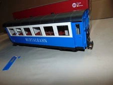 LGB G 33640 MURTALBAHN BLUE PASSENGER CAR WITH BROKEN DOOR -1 STEP OFF  + BOX