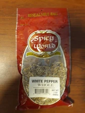 SPICY WORLD White Pepper Whole 7oz (200g).   F