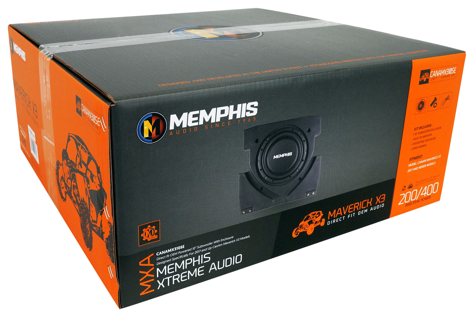 Сабвуфер Memphis Audio CANAMX310SE мощностью 400 Вт Корпус для 2017 года выпуска Can Am X3