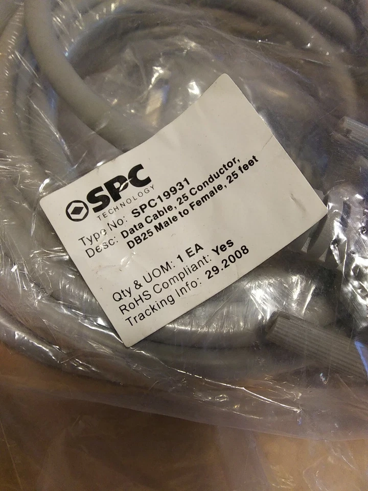 SPC Technology SPC19931 Male to Female Data Cable. 25ft. 25pin (Lot of 2) - Image 4 of 4