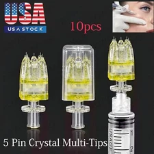 US 10pc 5 Pin Crystal Multi-Tips Replace Needle For Beauty Facial Skin Care Tool