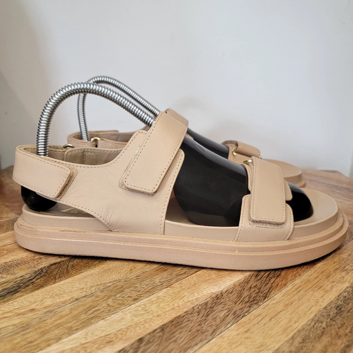 zara beige flat sandals
