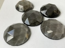 25MM GERMAN STAINED GLASS FACETED FB ROUND BLACK DIAMOND UNFOILED JEWEL 18 PCS.