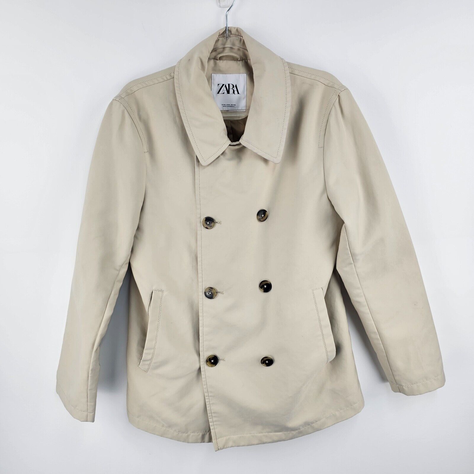 Zara Jacket Womens Medium Button Up Beige Pockets… - image 1