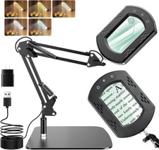 10X Magnifying Glass with Light and Stand, Lighted Desk Magnifying Lamp