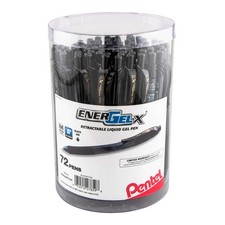 Pentel EnerGel-X Retractable Gel Pen, 0.7mm Med. line, 72 pcs Canister