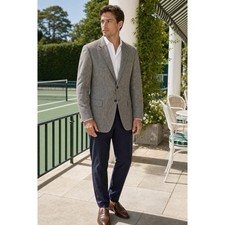 Stafford Silk Sport Coat Blazer Mens 46R Gray Salt Pepper Tweed Business Classic