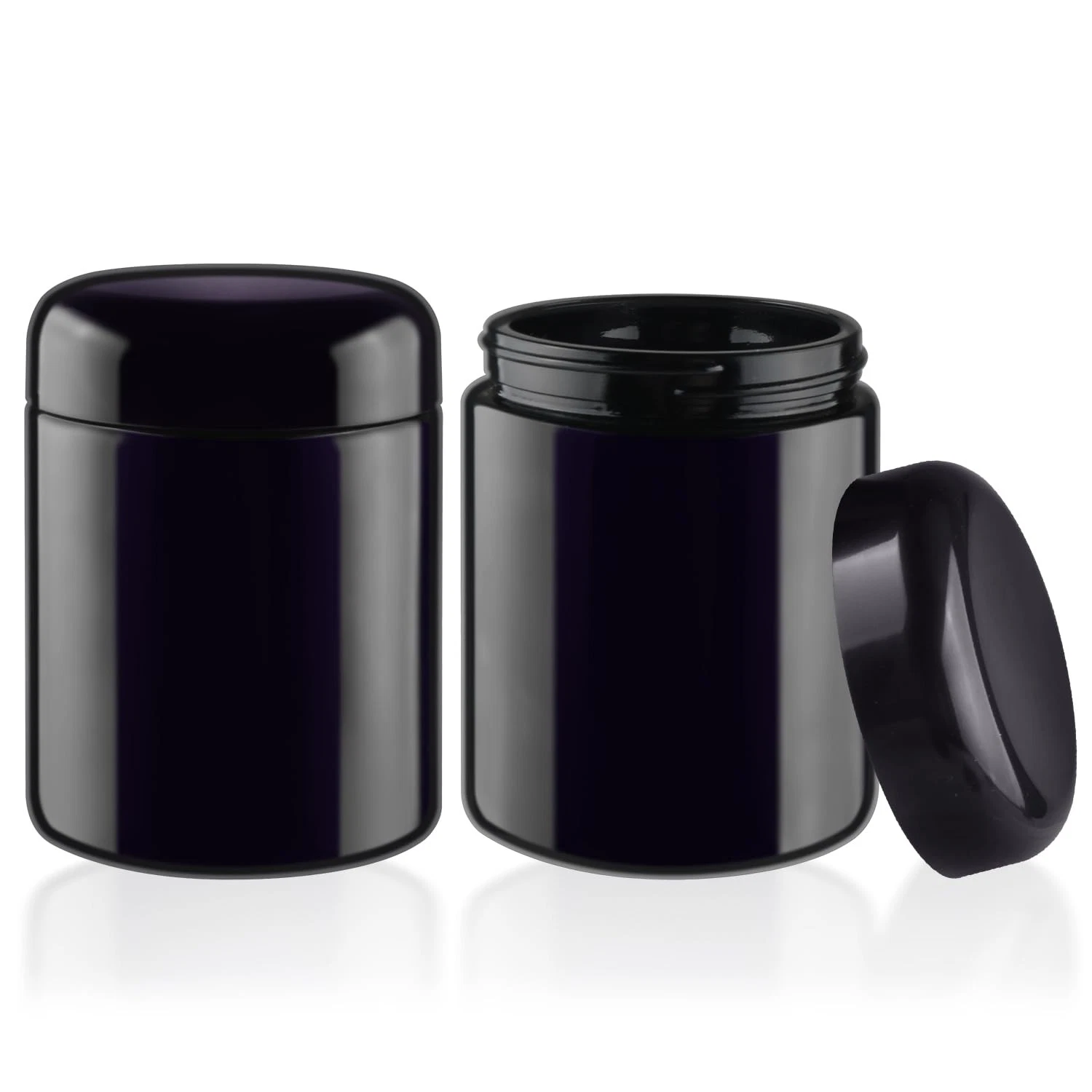2 Pack Black Ultraviolet Glass Jar Empty Airtight Storage Jar UV Protection R...