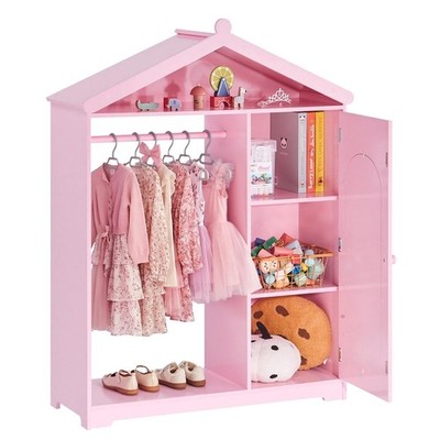 VEVOR Kids Dress Up Storage, with Mirror, Dress Up Closet, Kids Armoire Wardrobe