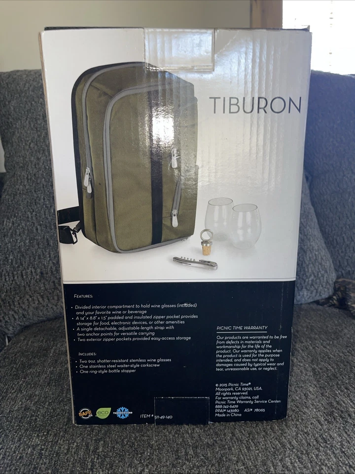 Bolso de vino aislado Picnic Time Tiburon con servicio para 2 - (B5) Foto 3 de 4