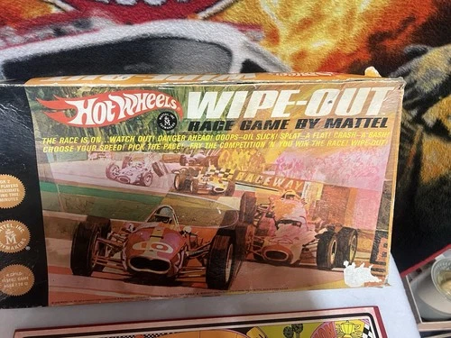 Vintage 1968 Mattel Hot Wheels-Wipe Out Race Game with One Car Not Complete