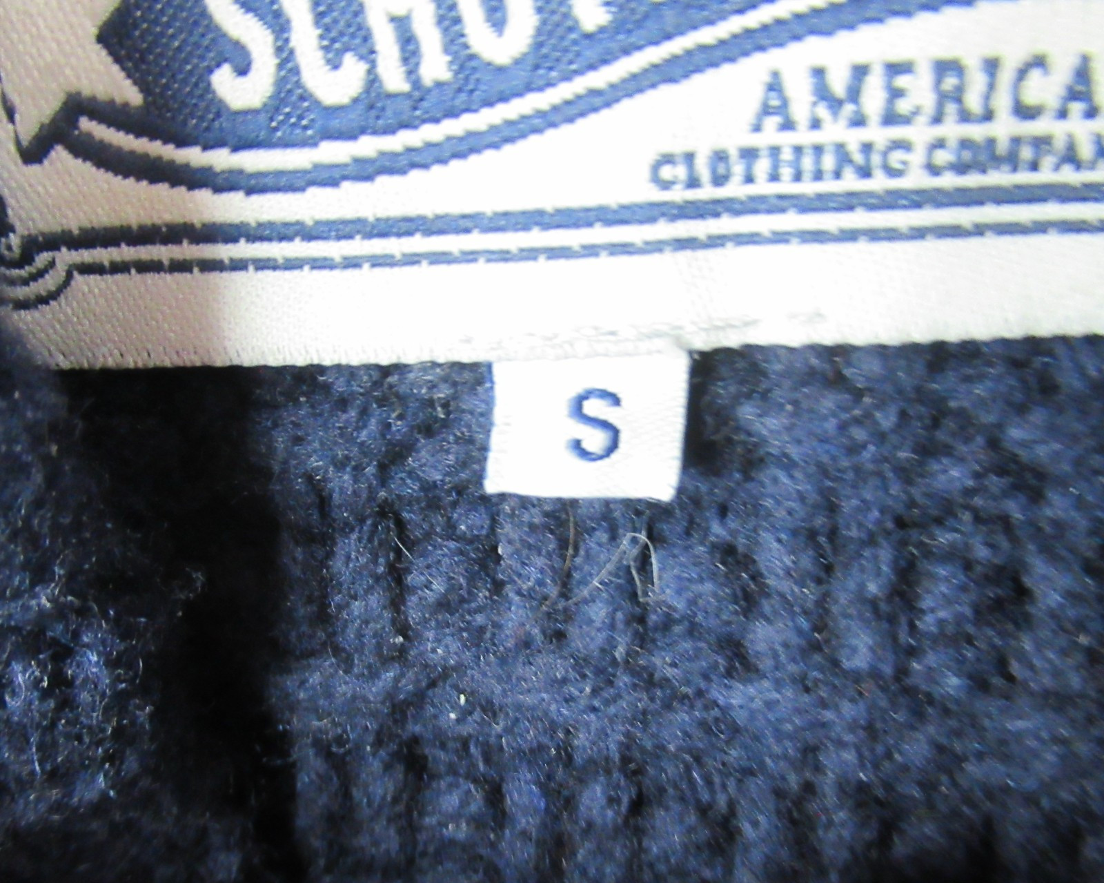 SCHOTT BROS Mens S Wool Blend Chunky Knit Sweater Shawl Collar Navy Blue