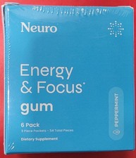 Neuro Energy Focus Gum Pack 54 Count Caffeine L-Theanine B6 B12 Peppermint New