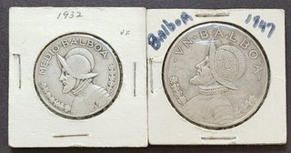 1932 and 1947 Republic of Panama Silver Balboa Coins