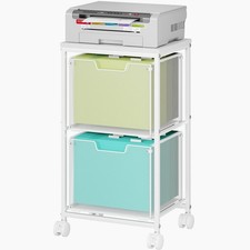 Rolling File Cart with 2 Storage Drawers,Under Desk Storage Cart,Hanging File...