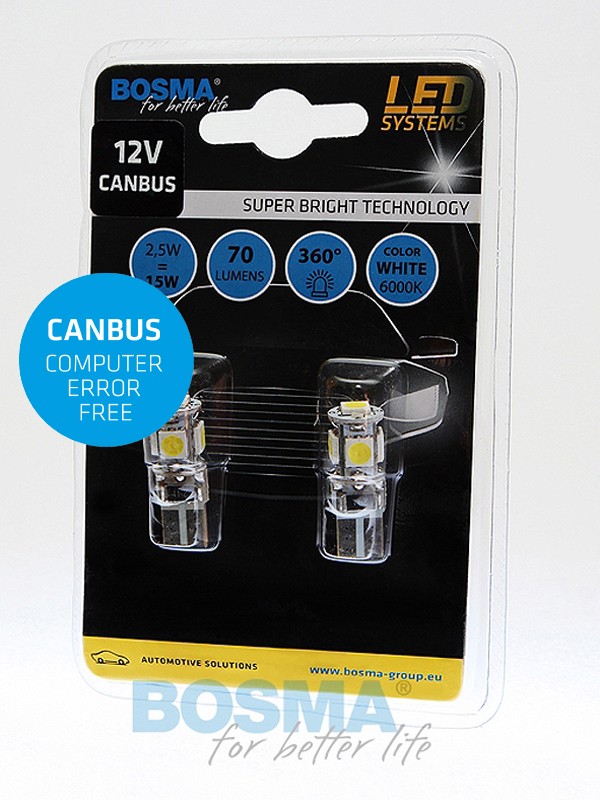 Fits BOSMA �AR�WKI 4199 LED BULB 12V 5XSMD T10 WHITE 2PCS.