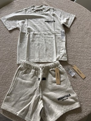 Fear Of God Essentials Kids Light Oatmeal Matching Set Tee & Shorts Size 12 NWT
