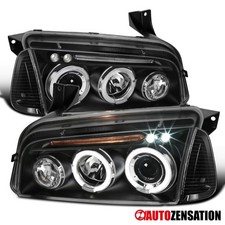 Fit 2006-2010 Dodge Charger Black Led Halo Projector Headlightscorner Signal