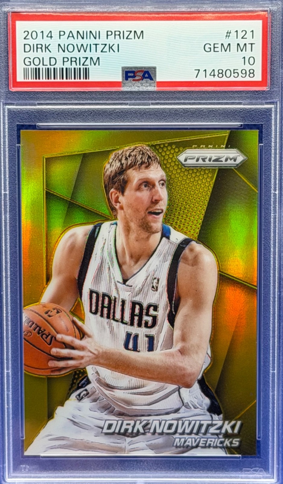 2014-15 Panini Prizm Gold Prizm /10 Dirk Nowitzki PSA 10 GEM MINT POP 3