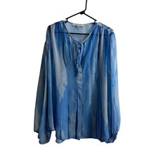 Ramona La Rue Cover Up Womens V Blue Watercol...