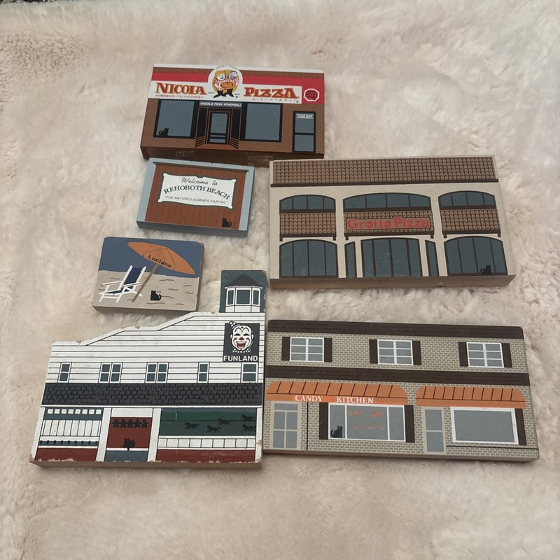 Rehoboth Beach Delaware Cats Meow Wood Blocks Lot Of 6