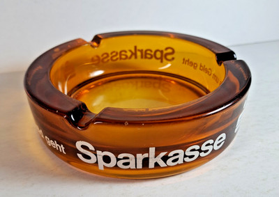 Vintage 6'' Amber Glass Sparkasse Ashtray