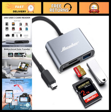 3-in-1 USB-C SD Card Reader, 2TB Support, USB 2.0, Compatible with Phones Lapt