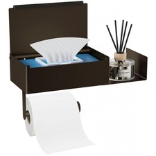 Toilet Paper Holder with Shelf, Flushable Wipes Dispenser for Bathroom, Self ...