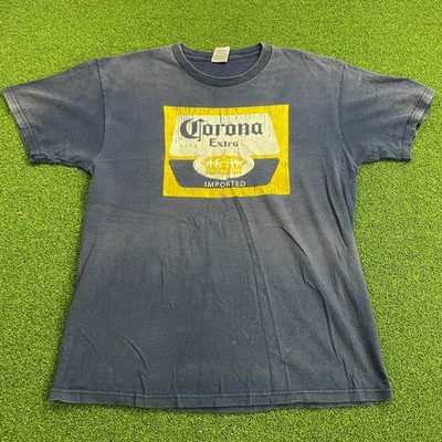 Vintage Y2K Fruit of the Loom Navy Corona Extra Beer T-Shirt Sz L