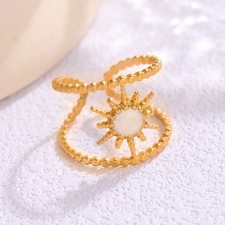 Urban Women Steel Ring with OilDrip Floral Enamel and Lapis Lazuli Accent