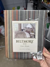 Biltmore 26” euro European pillow sham vanilla orange sage green striped $68 new