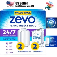 2 Flying Insect Traps & 2 Refill Cartridges - Plug in Fly Trap & Indoor Bug C...