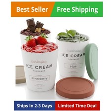 Set of 2 Reusable Ice Cream Tub Containers 1 Quart Ea. - Perfect for Homemade