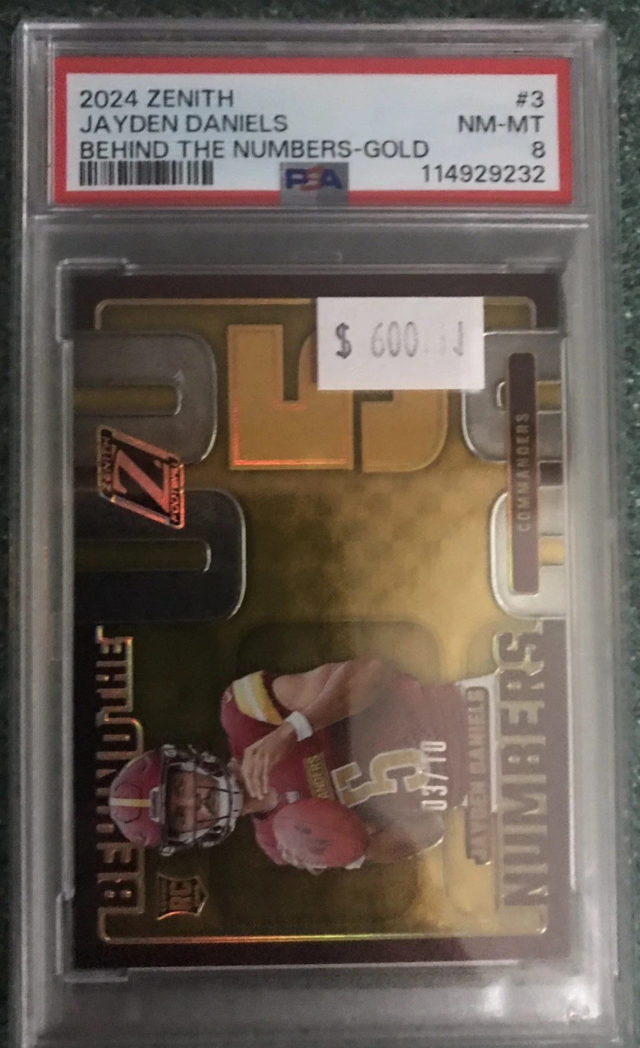 Jayden Daniels Panini Zenith Behind the Numbers #3 Gold