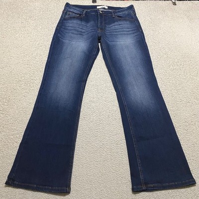 Kancan Womens Jeans sz 32 Blue Denim Dark Wash Bootcut Mid Rise Stretch