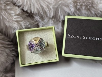 Ross Simons Sterlingsilber Amethyst Citrin Topas Diamant Multi Edelstein Ring