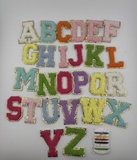 Chenille Letter Patches 2  Gold Border Self Adhesive Varsity Fuzzy Alphabet