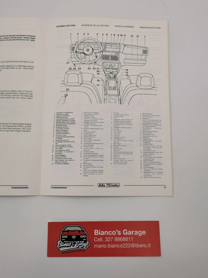 Manuale Alfa Romeo 75 Turbo Direzione assistenza tecnica - Immagine 3 di 4