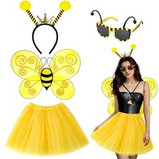 Bee Costume Accessories, Adult Women with Wings Yellow