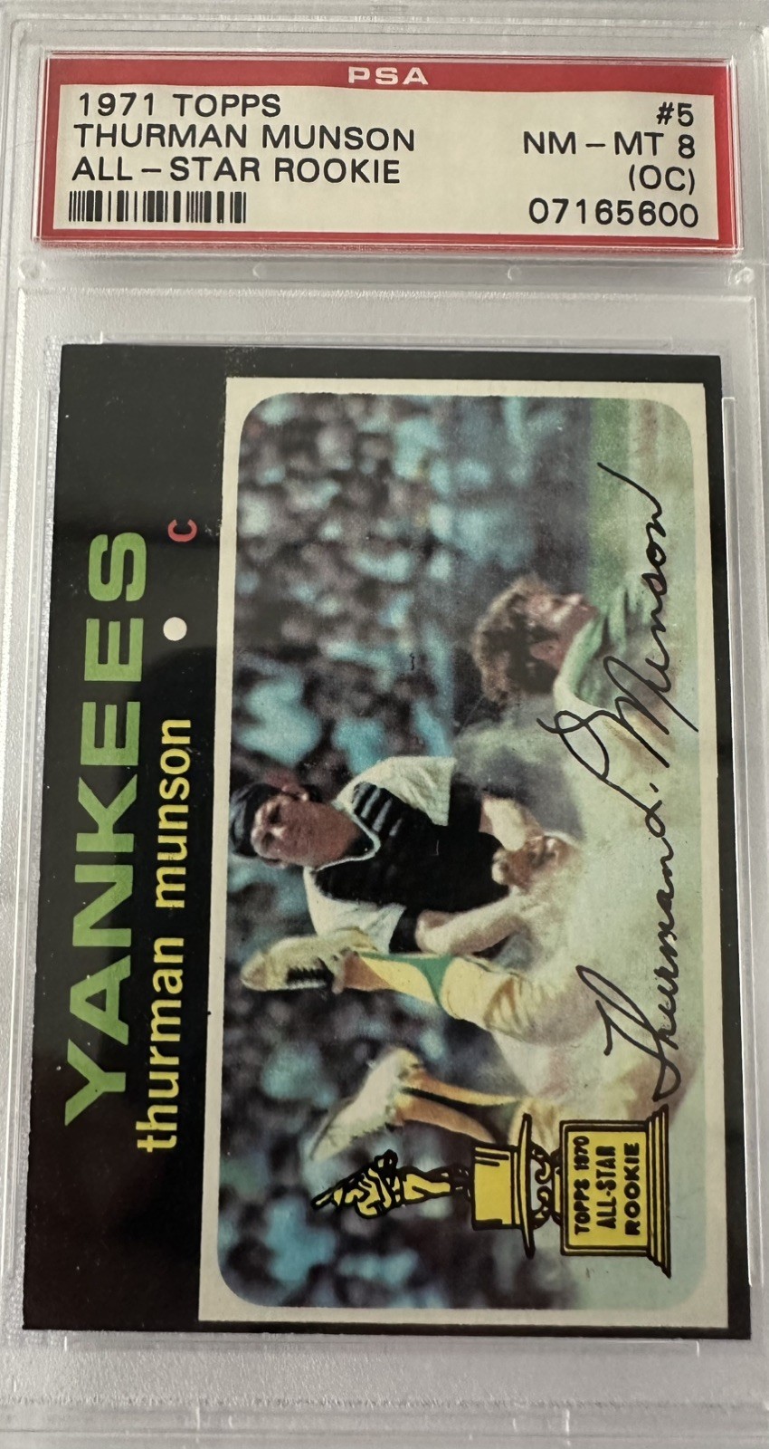 Thurman Munson 1971 Topps All Star Rookie Card #5 (2nd Year Card) - PSA 8 NM-MT