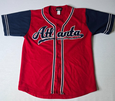 Voit Atlanta Braves Style Baseball Jersey Red Blue Size L Vintage