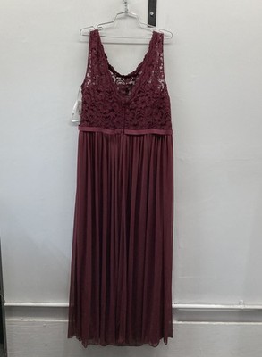 David's Bridal NWT Lace Mesh Bridesmaid Gown Dress Wine F19328 Womens Sz 24  | eBay