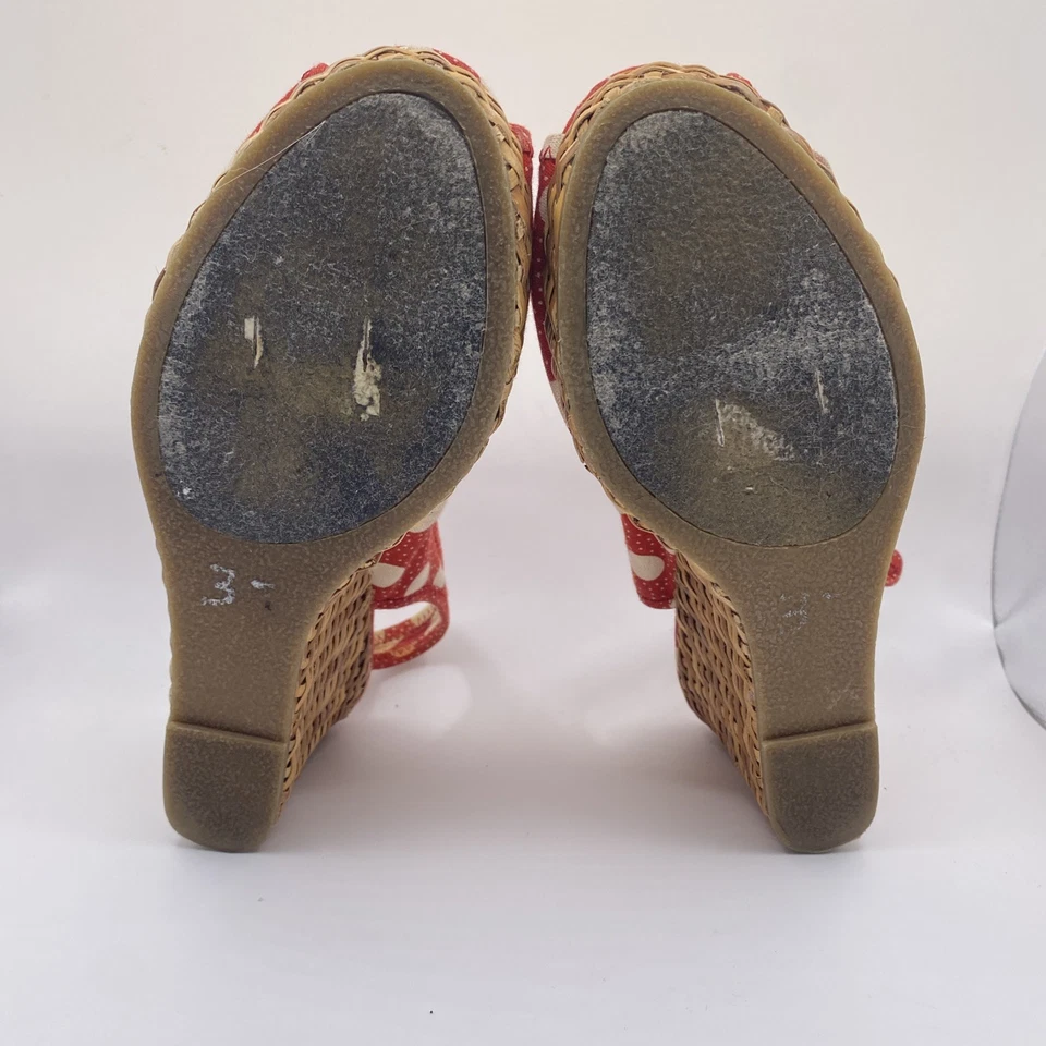 Vintage Bongo Red Polka Dot Slingback Wedge Sandals – Women’s Size 7M - Image 4 of 4