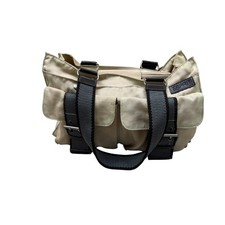 Esprit borsa cargo utility nylon marrone dettaglio fibbia fodera floreale borsa Y2K
